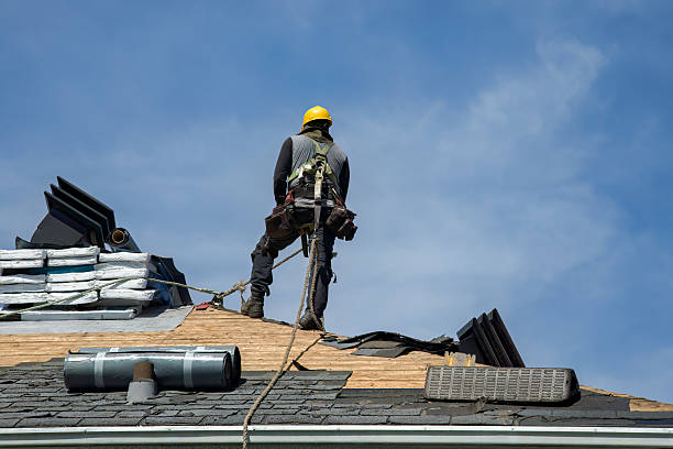 Professional Gutter Installation technician working in New Lothrop, MI